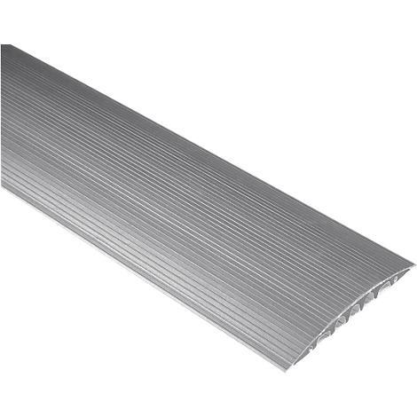 Grey threshold strip with a ridged surface, slightly curved. The background is white.