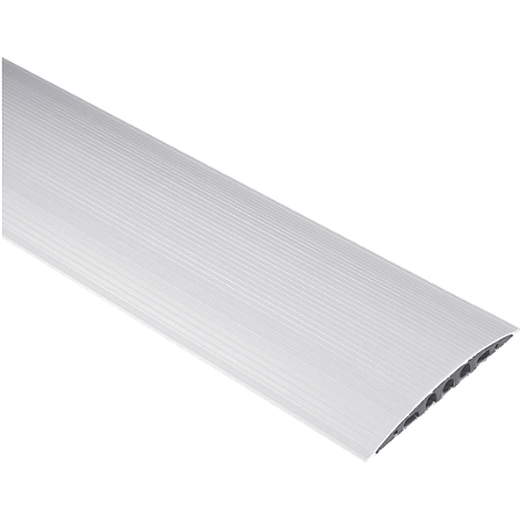 A white, ribbed cable duct profile with a rounded, open bottom.