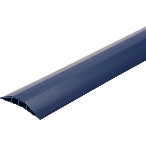 A blue cable duct profile in diagonal view against a white background.