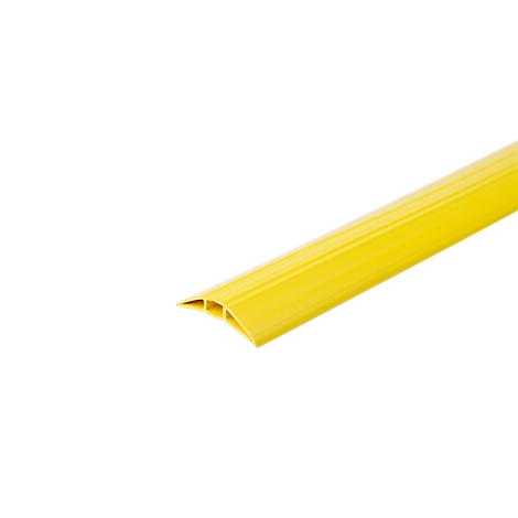 Yellow cable duct, diagonally from bottom left to top right. The strip is slightly curved and grooved.
