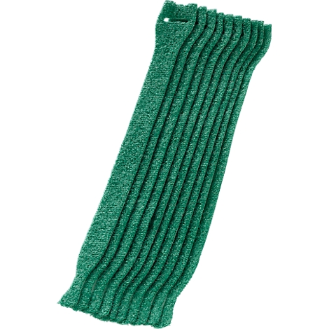 A green, ribbed textile, likely an armband or similar garment. It has a rounded shape with a hole at one end.