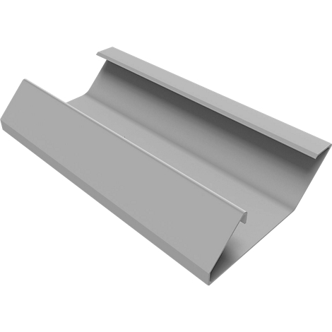 Gray metal profile with a U-shape, shown in perspective.