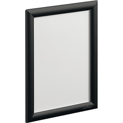Cadre d'affiche noir en format portrait sur fond blanc.