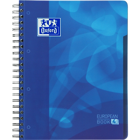 Cahier bleu avec reliure à spirale et logo Oxford, European Book 4.