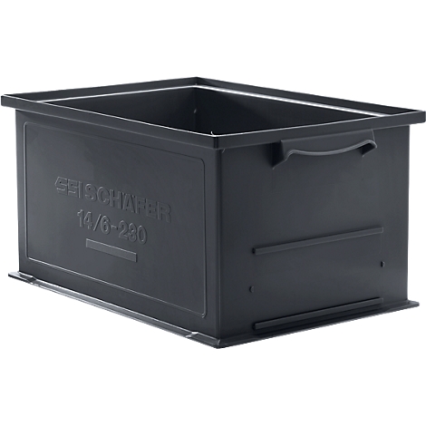 Caja apilable serie 14/6-230, de PP, conductora de ESD, capacidad 26 L, negra