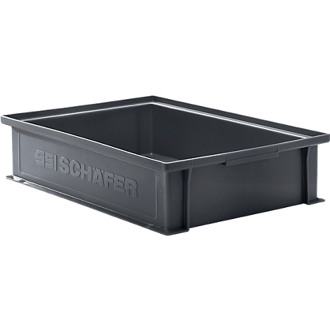 Caja apilable serie 14/6-2G, de PP, conductora de ESD, capacidad 10,3 L, negra