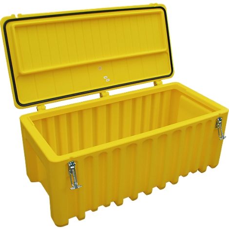 Caja de transporte y plataforma CEMO CEMbox 250, polietileno, 250 l, L 1200 x W 600 x H 540 mm, apilable, amarillo