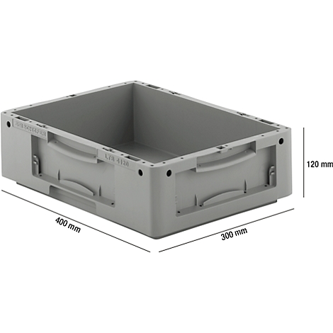 Caja norma europea serie LTB 4120, de PP, capacidad 10 l, sin tapa, gris