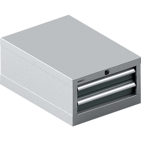 Cajonera Schäfer Shop Select 18-27, 2 cajones (H 75/75mm), hasta 200 kg, A 411 x P 572 x H 250 mm, aluminio gris antracita/blanco