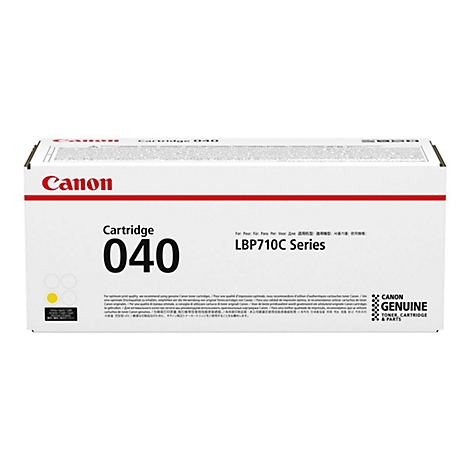 WeiÃŸer Canon-Toner-Karton mit Aufschrift 'Cartridge 040'. Oben links Canon-Logo in Rot.