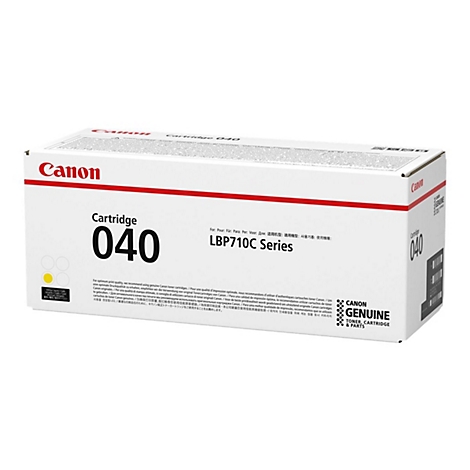 WeiÃŸer Canon-Kartuschenkarton mit rotem Schriftzug und Text: 'Cartridge 040'.