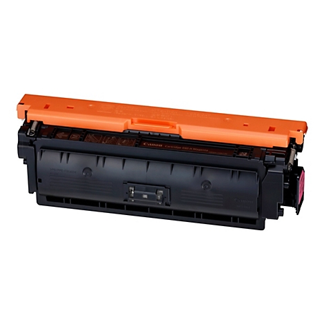 Ein Tintenpatrone in Orange und Schwarz auf weiÃŸem Hintergrund.