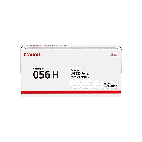 Weiße Canon-Kartuschenbox mit roter Schrift. Aufschrift: Cartridge 056 H, LBP320, MF540 Serie.