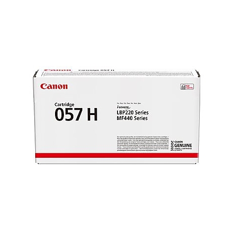 Weiße Kartuschenbox mit rotem Canon-Logo, Aufschrift 'Cartridge 057 H', und Produkthinweisen.