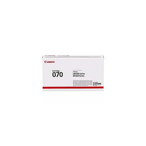 Weiße Canon-Tintenpatrone Cartridge 070. Aufschrift Canon, LBP240 und MF460 Serie.