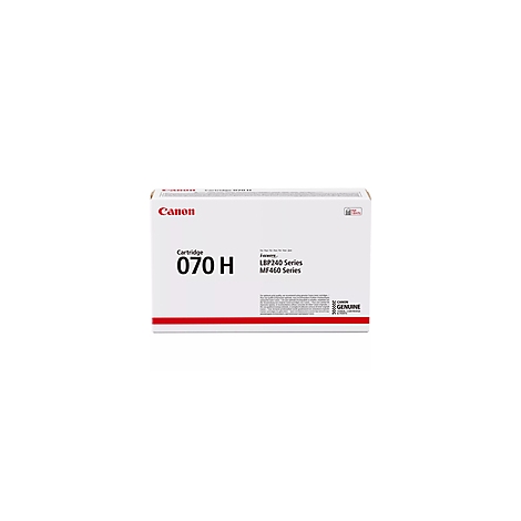 Eine Canon-Tonerkartusche 070 H in ihrer Verpackung, weiß mit roter Schrift.