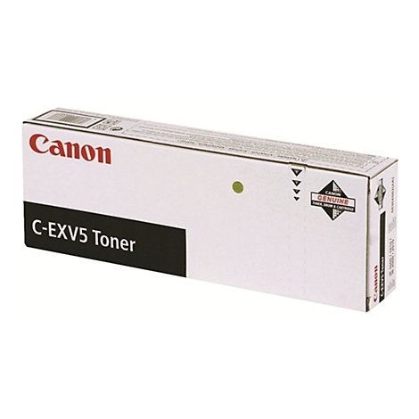 Canon C-EXV5 Toner-Kartusche in einer weiÃŸen Verpackung. Aufdrucke: Canon, C-EXV5 Toner, Genuine.