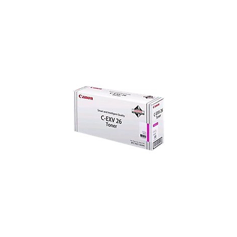 Eine weiÃŸe Canon-Tonerkartusche, auf der C-EXV 26 Toner steht.