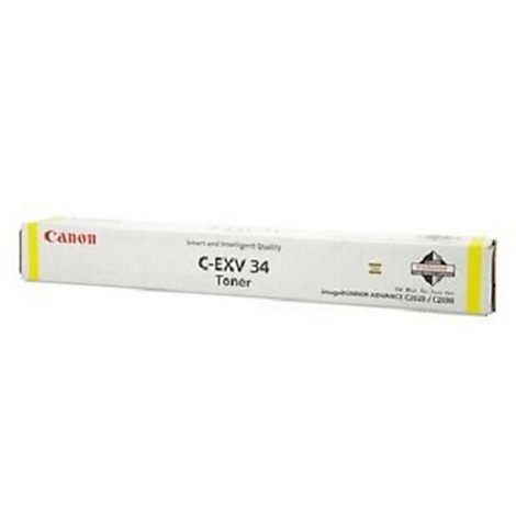 Une cartouche de toner Canon dans une boÃ®te blanche. ImprimÃ© avec C-EXV 34 Toner.