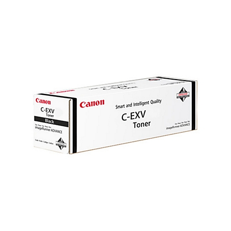 Une boÃ®te de toner Canon C-EXV blanche, avec 'Canon', 'C-EXV Toner' et 'Black' Ã©crits dessus.
