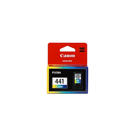 Canon-Druckerpatrone 441 Color in roter Verpackung. Schriftzug "Canon Genuine".