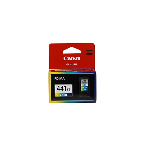 Canon Druckerpatrone in roter Verpackung. Schriftzug 'Canon', 'PIXMA 441XL Color' deutlich sichtbar.