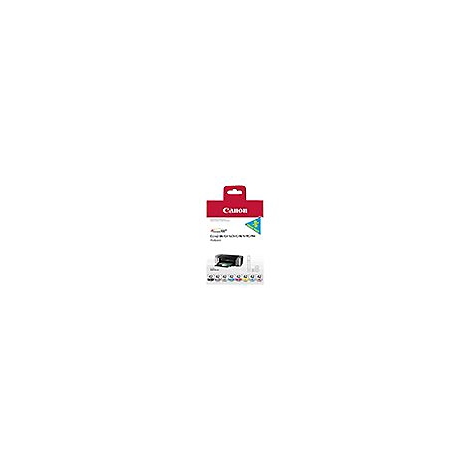 Canon Tintenpatronen-Packung. Roter Karton mit Canon-Logo und Abbildung des Druckers.