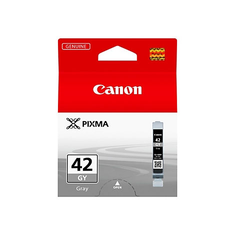 Canon Tintenpatrone 42 GY Grau. Rote Verpackung mit Produkt- und Markendetails.