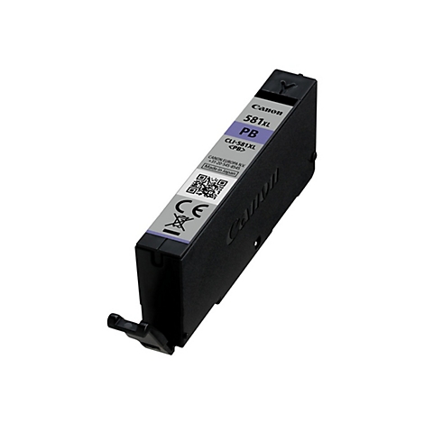 Schwarze Canon Tintenpatrone 581XL. Aufschrift 'PB'.