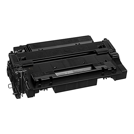 Cartouche de toner noire avec logo Canon. Photo dÃ©taillÃ©e sur fond blanc.