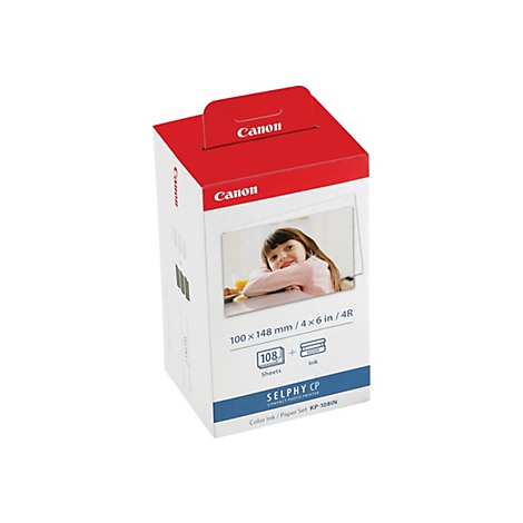 Canon Selphy KP-108IN Farb-Tinten- und Papier-Set Verpackung für Fotodrucker.