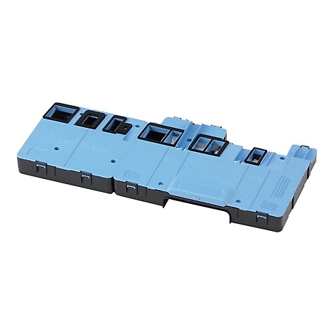 Base en plastique bleu et noir, rectangulaire avec des dÃ©coupes et des bords noirs.