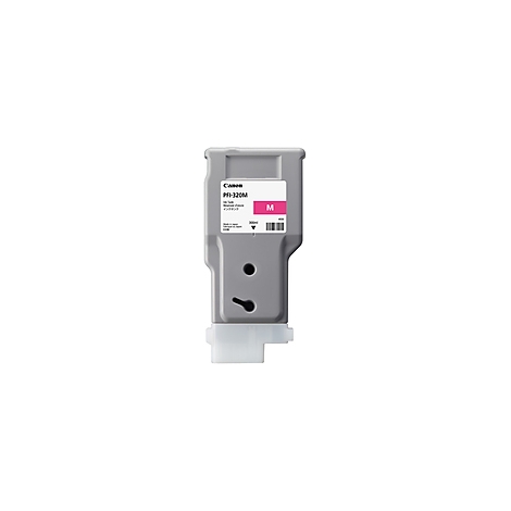 Grauer Canon Tintenbehälter mit pinkfarbenem "M". Aufschrift PFI-320M, 300ml.