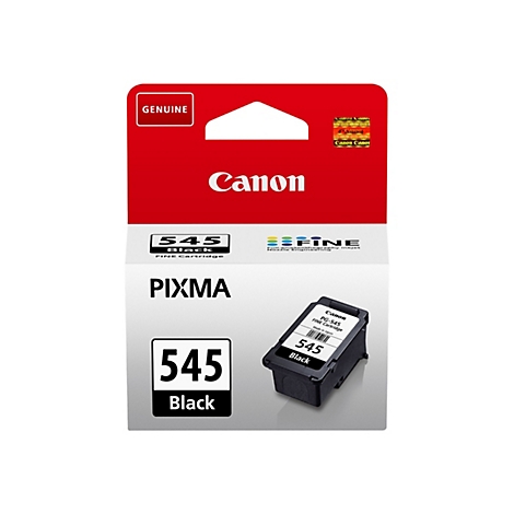 Originale schwarze Canon PG-545 Tintenpatrone in weißer Verpackung mit rotem Bereich oben.