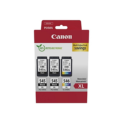 Canon-Tintenpatronen-Multipack. Auf der Verpackung steht „PG-545XL“ und „CL-546XL“.