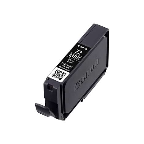 Schwarze Canon-Druckerpatrone. Aufdruck: 72 MBK Matte Black PGI-72MBK.
