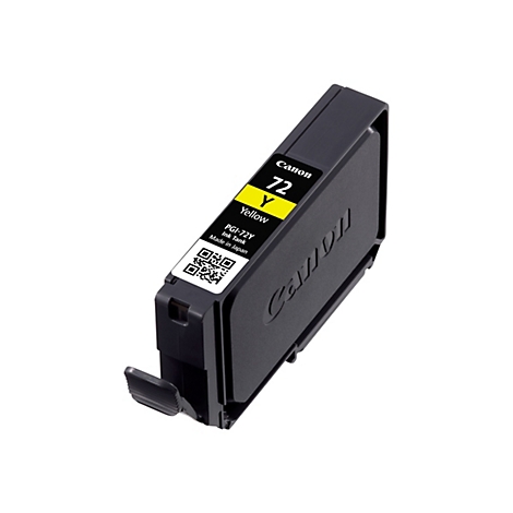 Gelbe Canon Tintenpatrone, beschriftet mit 72 Y.