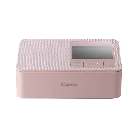 Rosafarbener Canon-Fotodrucker mit Display und KnÃ¶pfen. Auf dem GehÃ¤use steht Canon.