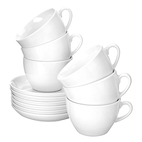 Monografie Manhattan negeren Cappuccino kopjes set BISTRO, 6 kopjes & schotels, elk 0,3 l, H 71 mm,  porselein, wit, 6 kopjes & schotels, elk 0,3 l. voordelig kopen | Schäfer  Shop