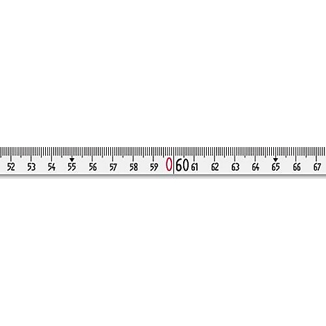 Close-up of a ruler showing numbers from 52 to 67, with the number 60 highlighted in red.