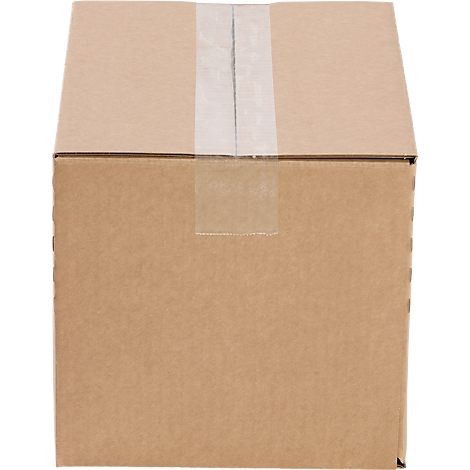 Brown cardboard box sealed with transparent tape.