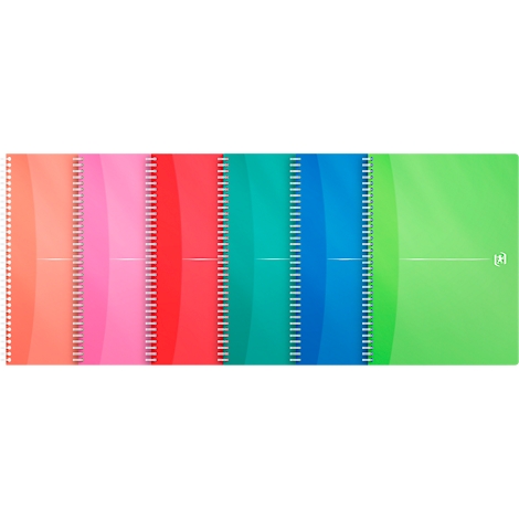 Bloc-notes colorés côte à côte avec reliure à spirale.