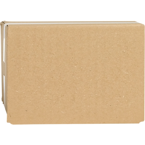 Boîte rectangulaire en carton brun avec du ruban adhésif blanc. Boîte vide.