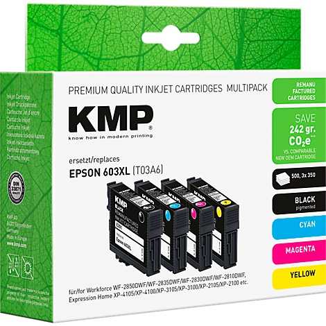 Multipack de cartouches d'encre KMP pour Epson 603XL. Comprend quatre cartouches noir, cyan, magenta et jaune.