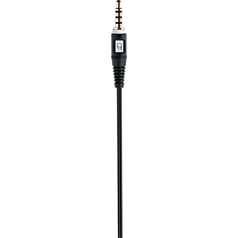 Gros plan d'un câble de microphone, avec connecteur, bloc de texte.