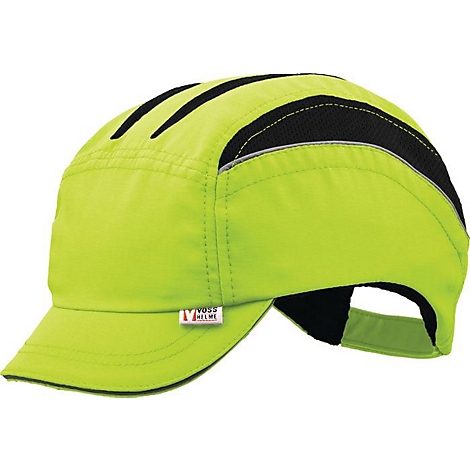 Casque de vélo vert néon avec rayures noires et visière.