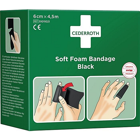 CEDERROTH Soft Foam Bandage, selbsthaftend elastisch, schwarz, 6 cm x 4,5 m