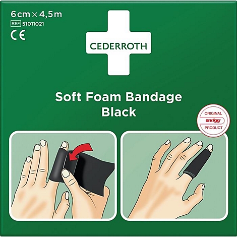 CEDERROTH Soft Foam Bandage, zelfklevend elastisch, zwart, 6 cm x 4,5 m