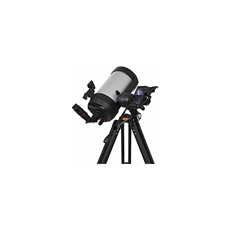 Télescope noir avec tube argenté sur trépied, smartphone à l'oculaire.