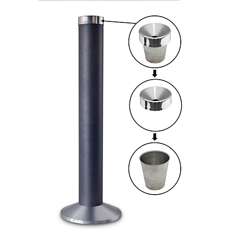 Cendrier « colonne », aluminium, Ø 300 x H 780 mm, gris pierre de lune
